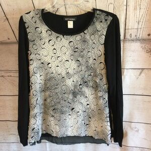 Soft Works Black and Gray Cutout Design Women's Top Dressy Size Large